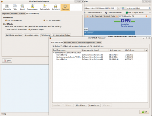 ... Zertifikate zu sehen. Das obere ist das neu hinzugekommene Zertifikat