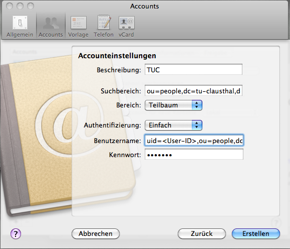 Adressbuch-Accounteinstellungen